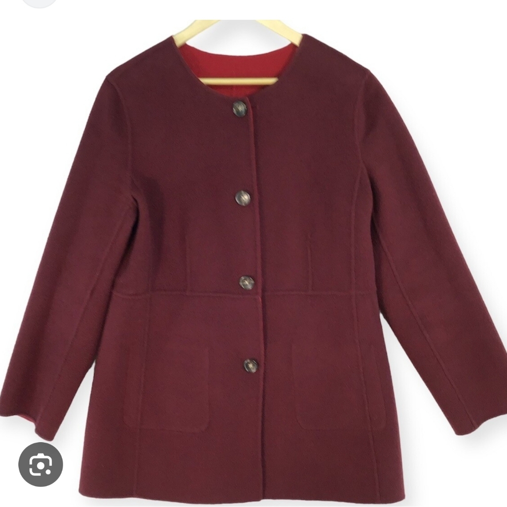 Talbots Reversible Wool Red & Burgundy Coat